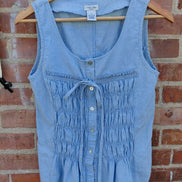 Light Blue Button-Up Tank Top