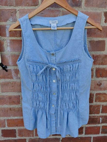 Light Blue Button-Up Tank Top