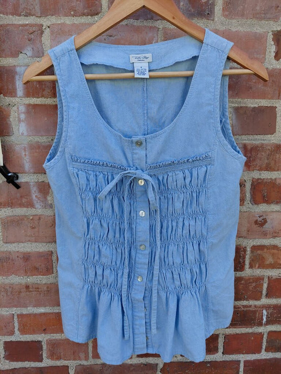 Light Blue Button-Up Tank Top
