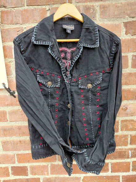 Cattl lac Ranch Black Embroidered Jacket