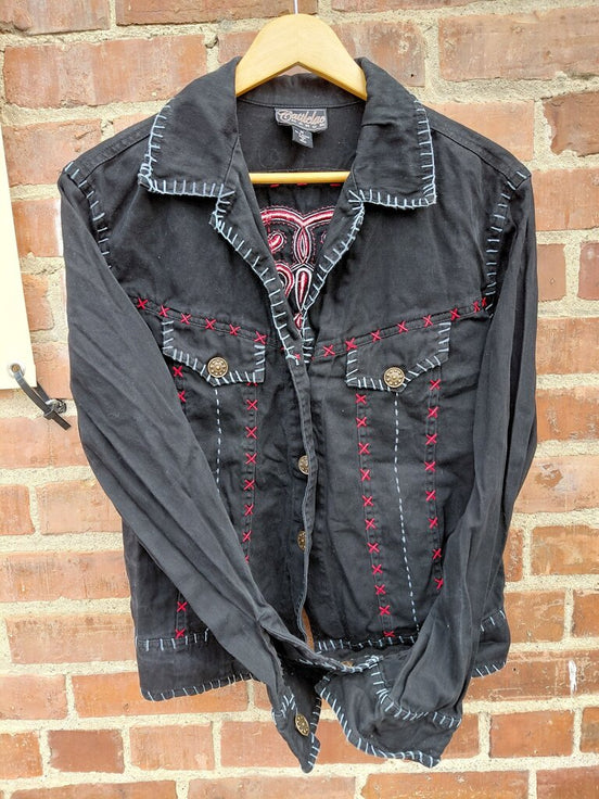 Cattl lac Ranch Black Embroidered Jacket