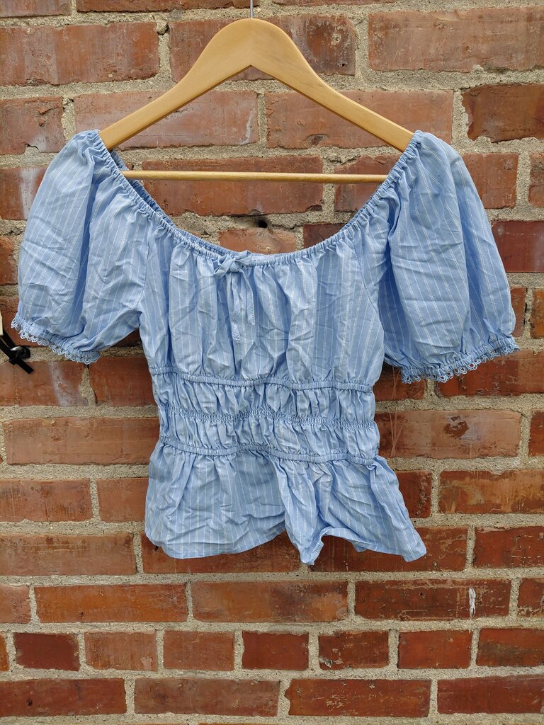 Celebrity Women's Blue Striped Off-Shoulder Top