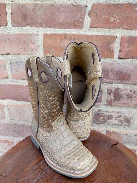 Cody James Tan Crocodile Print Cowboy Boots