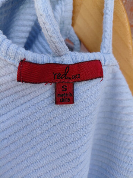 Light Blue Ribbed One-Piece Swimsuit