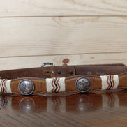 Brown Leather Western Belt with Decorative Silver Conchos
