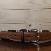 Brown Leather Western Belt with Decorative Silver Conchos