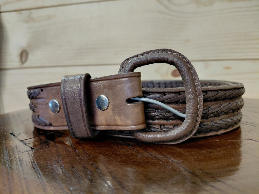 Braided Brown Leather Belt