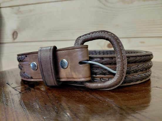 Braided Brown Leather Belt