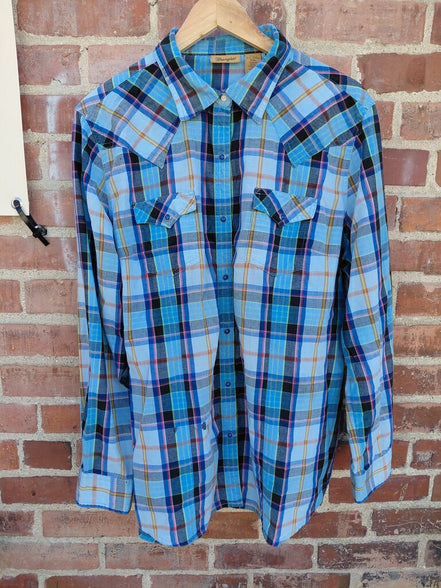 Wrangler Blue Plaid Shirt XXL