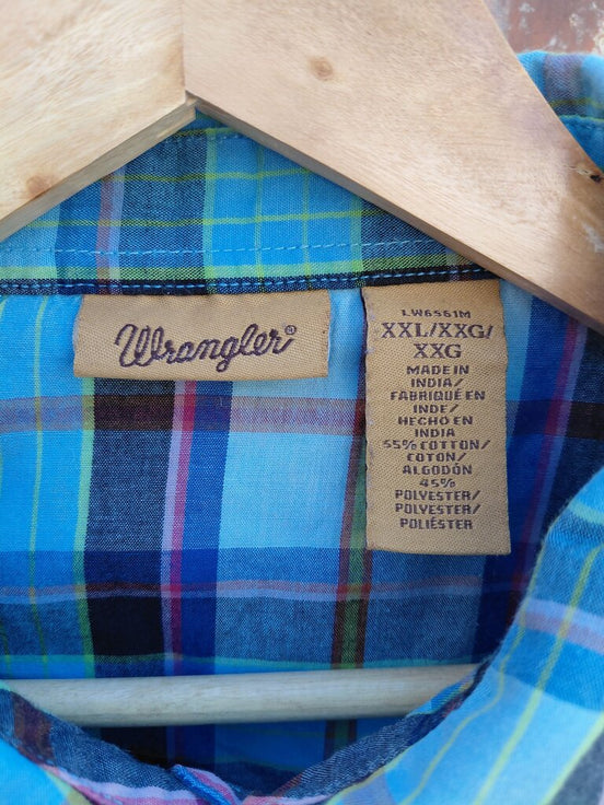 Wrangler Blue Plaid Shirt XXL