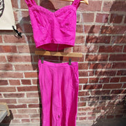 Pink Cropped Top and Pants Set