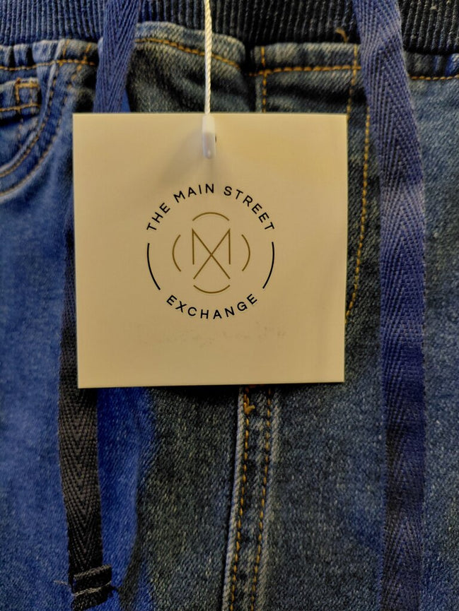 Denim Skirt with Drawstring Waist