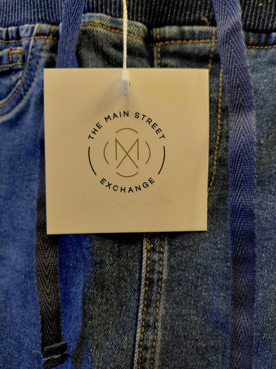 Denim Skirt with Drawstring Waist