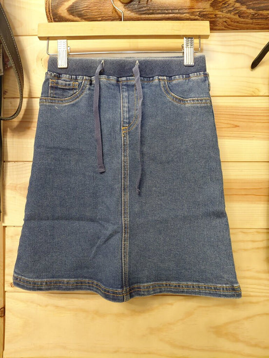 Denim Skirt with Drawstring Waist