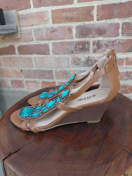 Justfab Women's Decorative Wedge Sandals