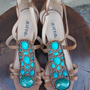 Justfab Women's Decorative Wedge Sandals