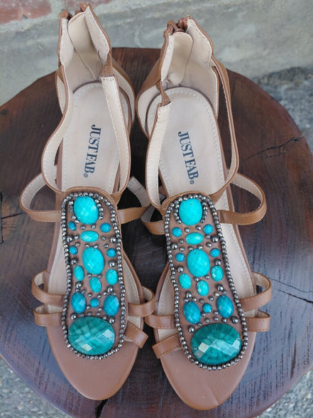 Justfab Women's Decorative Wedge Sandals