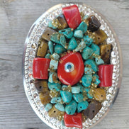 Colorful Beaded Western Brooch