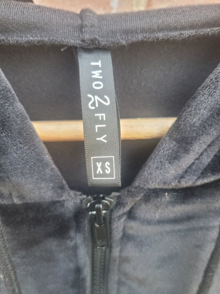 Two 2 Fly Velvet Black Hoodie with Tribal Design