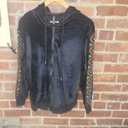 Two 2 Fly Velvet Black Hoodie with Tribal Design