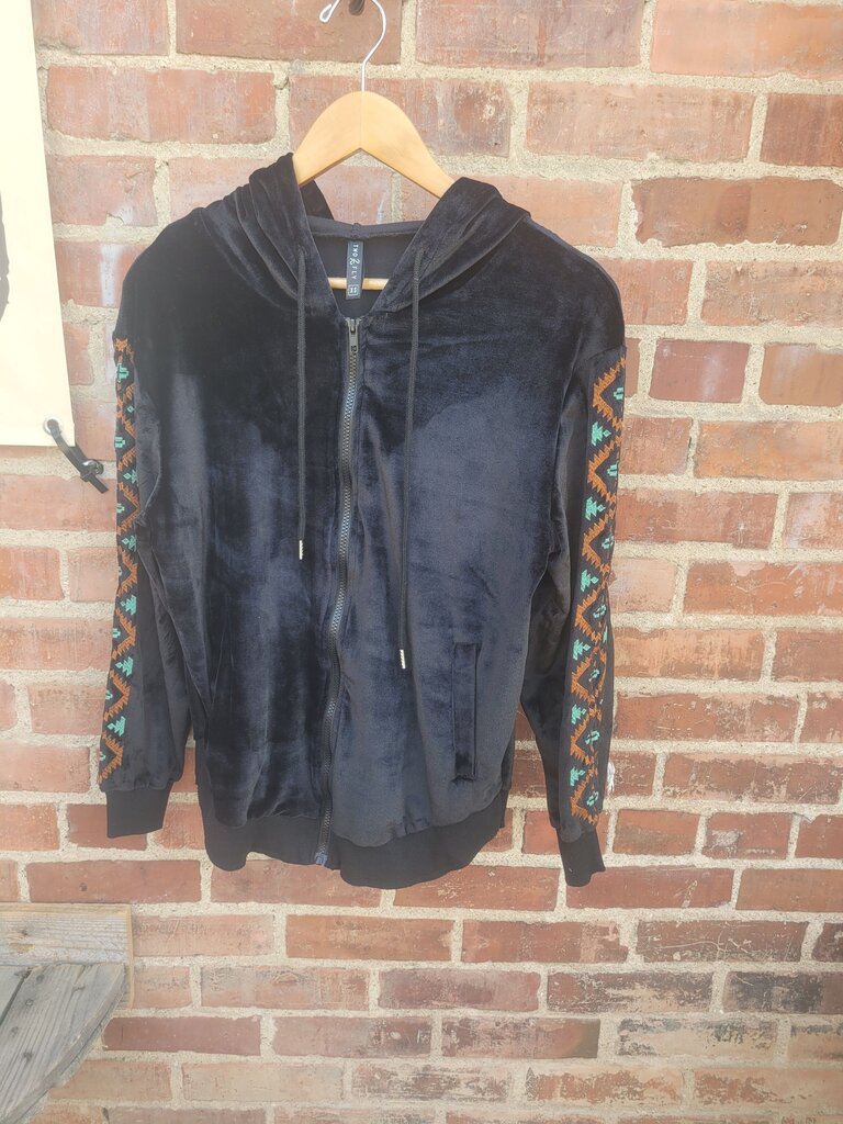 Two 2 Fly Velvet Black Hoodie with Tribal Design