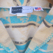 Rhonda Stark Women's Blue and Beige Patterned Cardigan