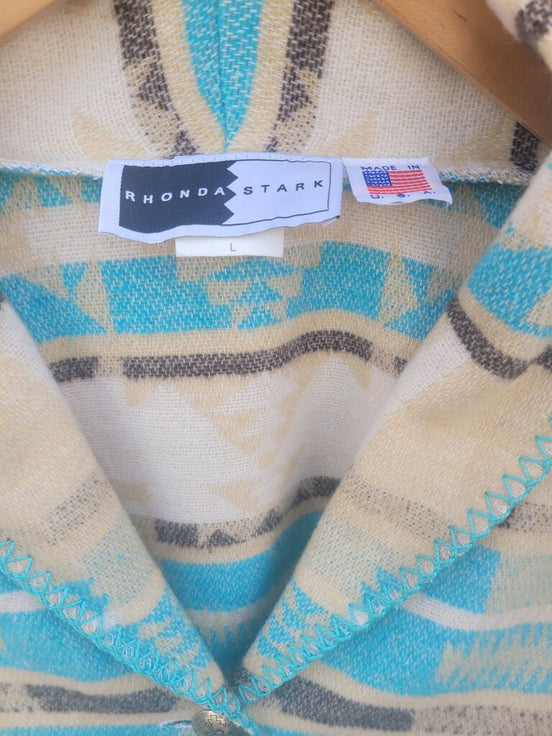 Rhonda Stark Women's Blue and Beige Patterned Cardigan