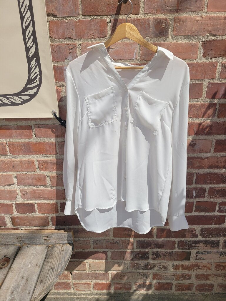 Women's White Button-Up Shirt by Maurices