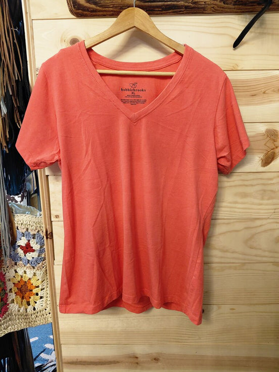 Bobbie Brooks Coral V-Neck T-Shirt