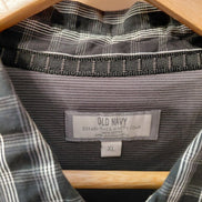Old Navy Black and Gray Plaid Button-Up Shirt