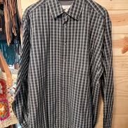 Old Navy Black and Gray Plaid Button-Up Shirt