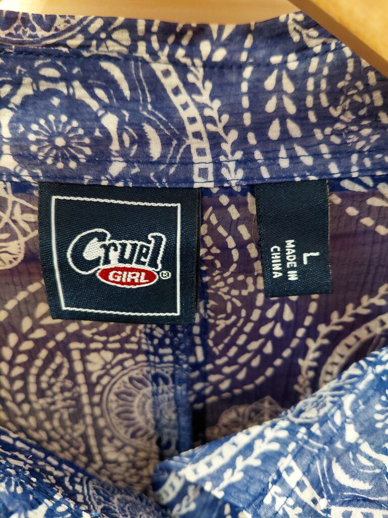Cruel Girl Women's Blue Patterned Western Shirt