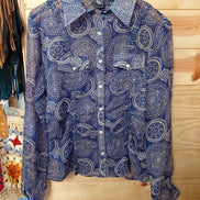 Cruel Girl Women's Blue Patterned Western Shirt