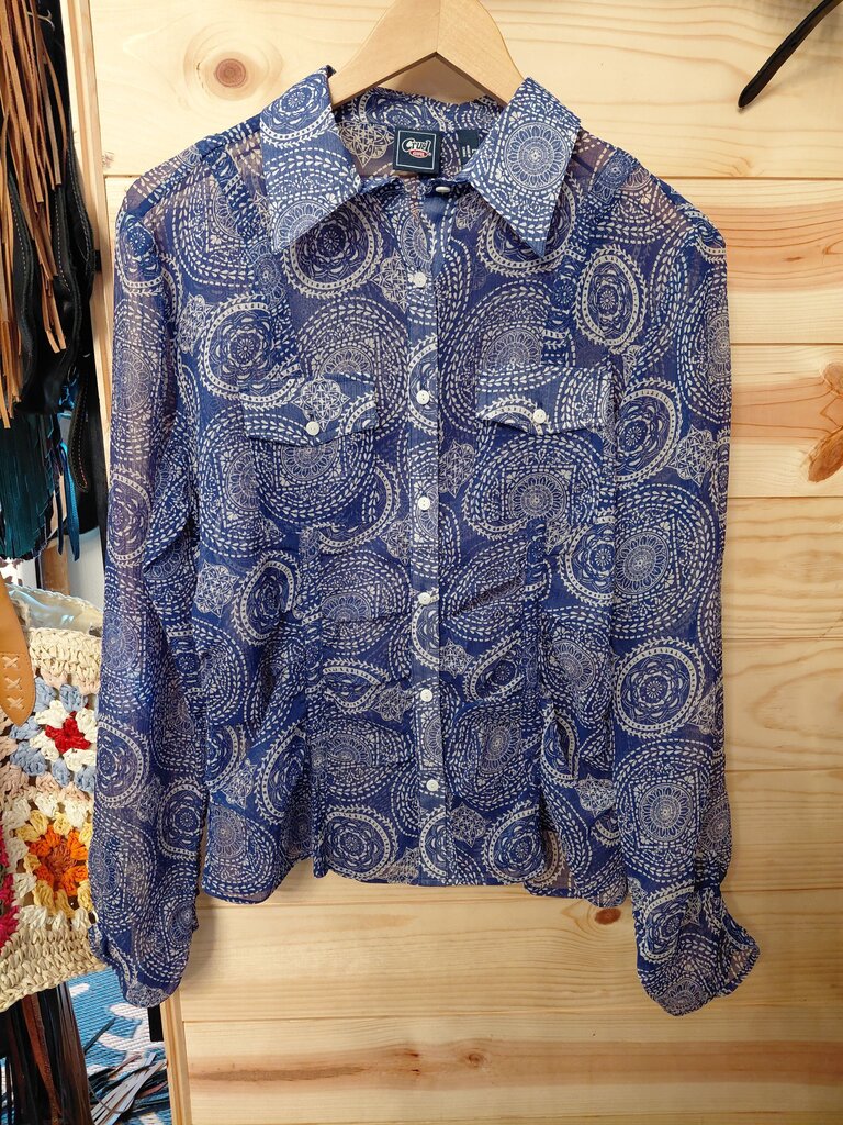 Cruel Girl Women's Blue Patterned Western Shirt