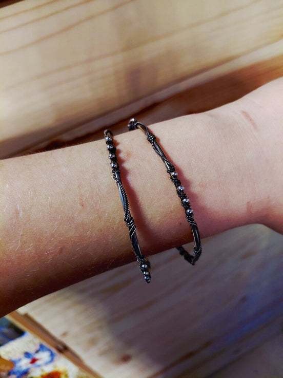 Set of Silver Hoop Bracelets