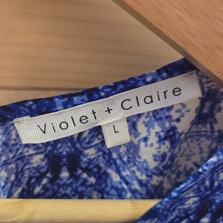 Violet + Claire Blue Patterned Top