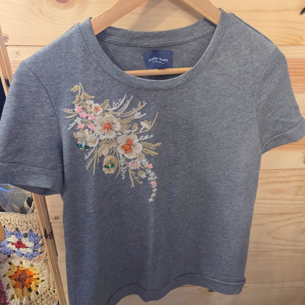 Peter Som Embellished Gray T-Shirt