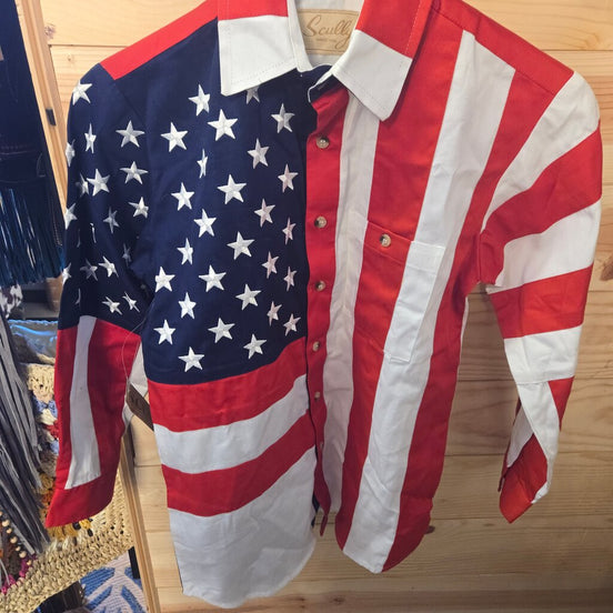 Scully Youth American Flag Shirt