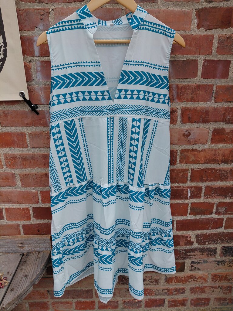 Blue Geometric Pattern Dress