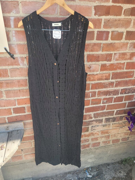 Adora Ornella & Co Black Long Knit Vest