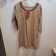 Brown and Beige Printed Tunic Dress