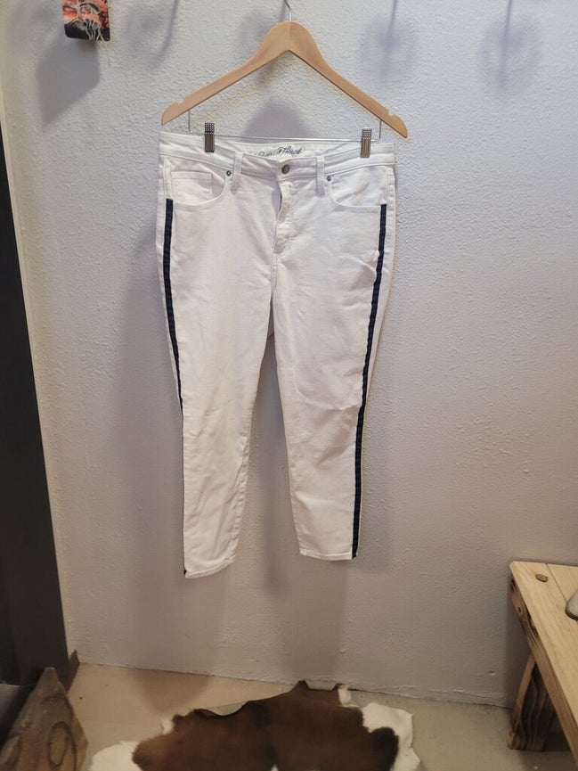 Universal Thread Women's White Pants with Navy Stripes