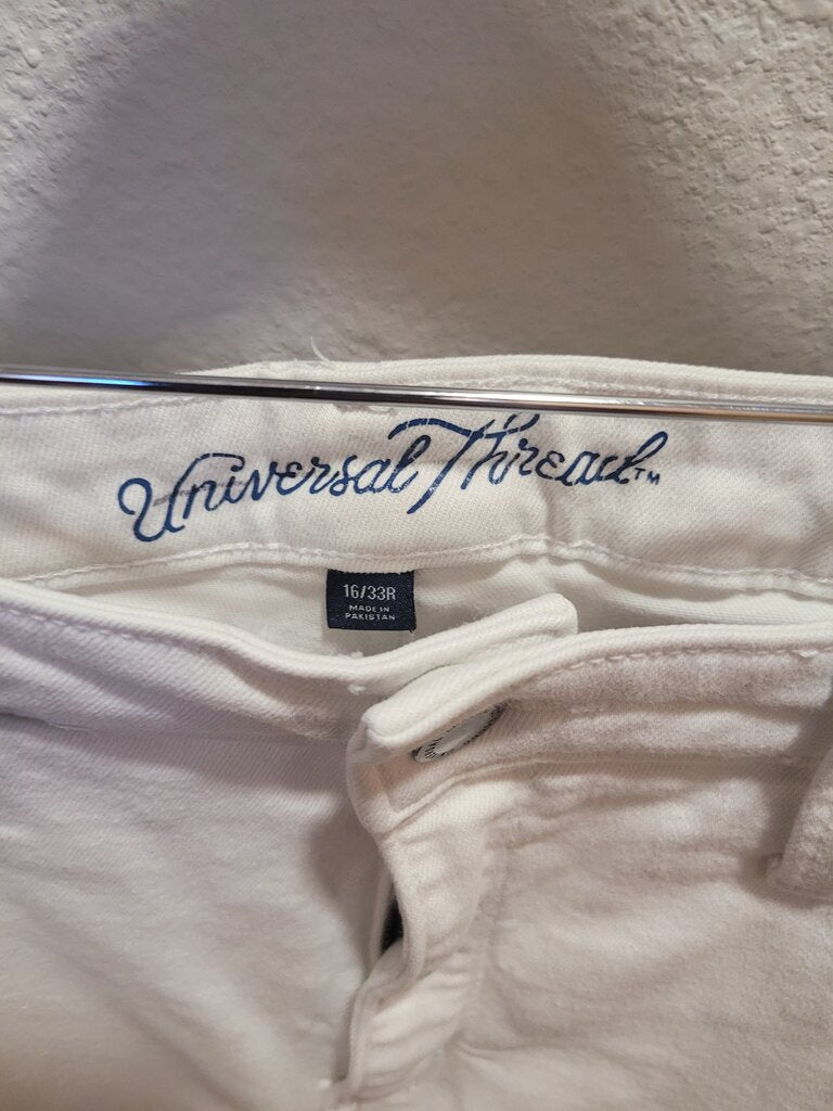 Universal Thread Women's White Pants with Navy Stripes