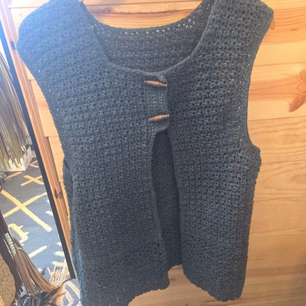 Handmade Crochet Green Vest