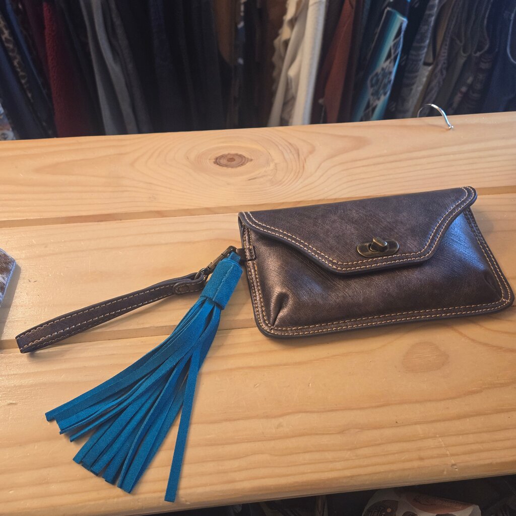 Catchfly Studio Brown Wallet with Blue Tassel