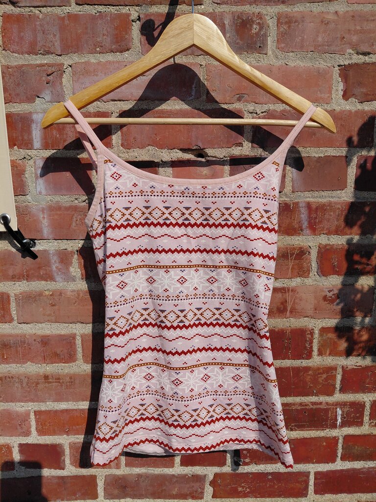 Riot Pink Patterned Spaghetti Strap Top