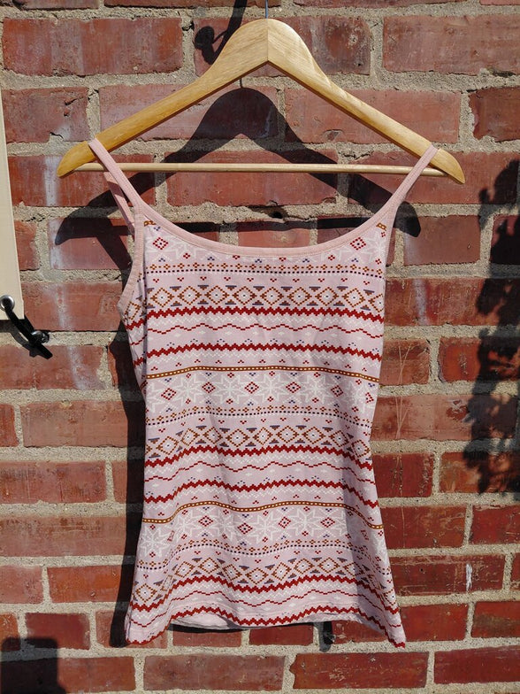Riot Pink Patterned Spaghetti Strap Top