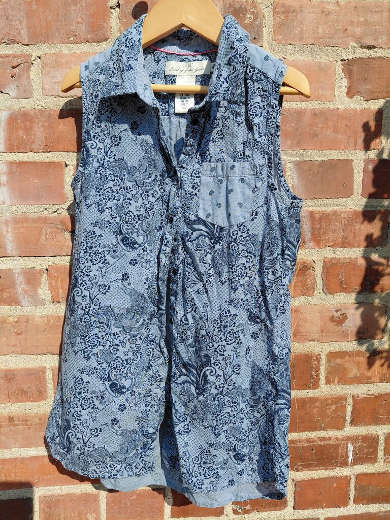 LO.G.G. Label of Graded Goods Blue Floral Sleeveless Shirt