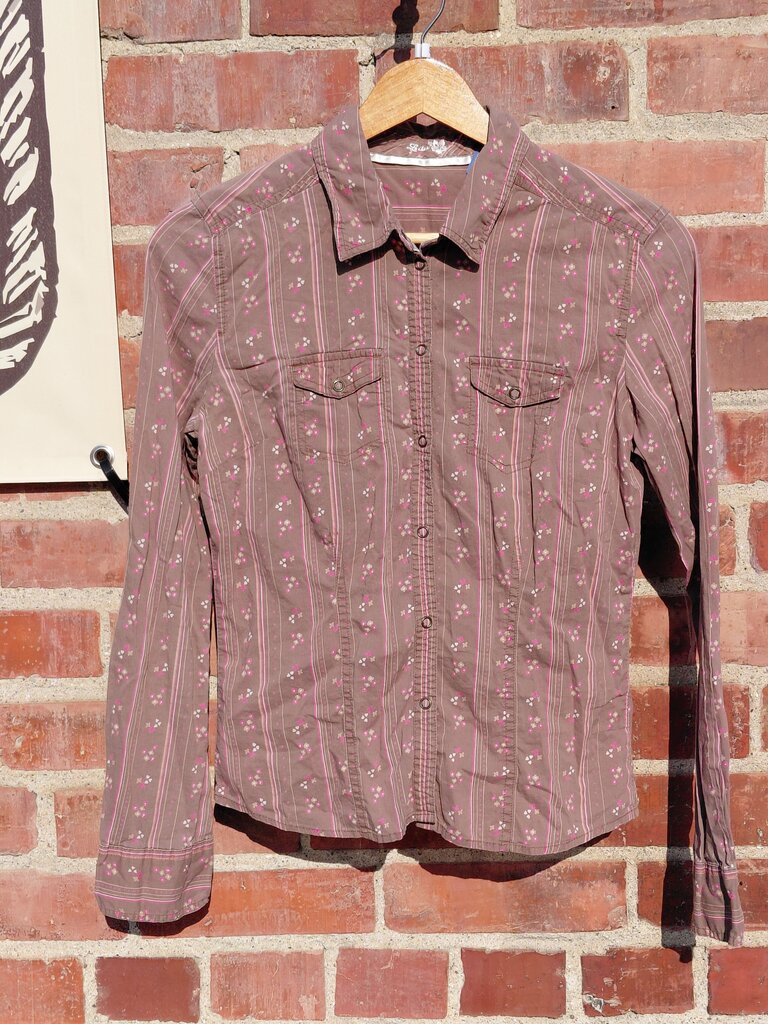 Ladies Floral Print Button-Up Shirt
