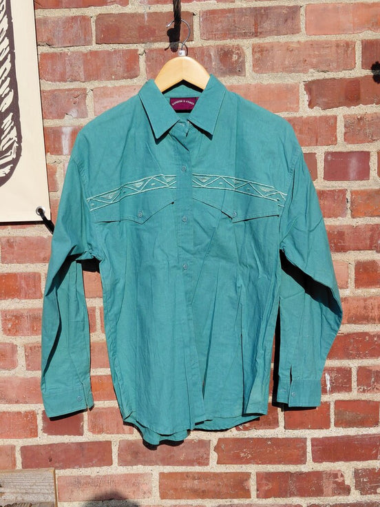 Gordon & James Teal Cotton Western Shirt